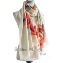 Fashion printed 100% wool shawl